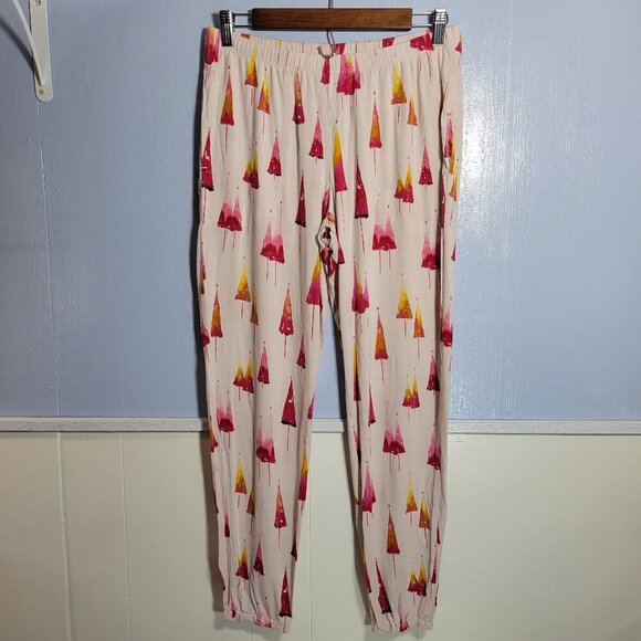 Soma Small White Pink Orange Trees Elastic Waist Pull On Lounge Pajama Pants - Picture 1 of 8